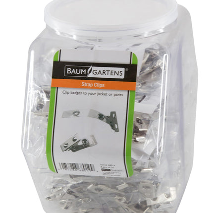 SICURIX ID Badge Strap Clips Button Clip Hexagonal Tub Display of 8 CLEAR (68019)