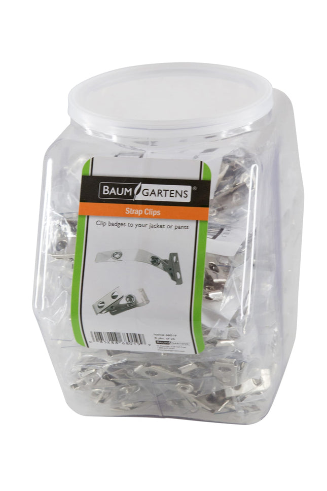 SICURIX ID Badge Strap Clips Button Clip Hexagonal Tub Display of 8 CLEAR (68019)