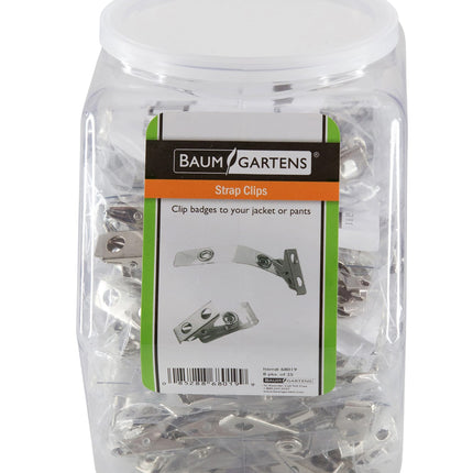 SICURIX ID Badge Strap Clips Button Clip Hexagonal Tub Display of 8 CLEAR (68019)
