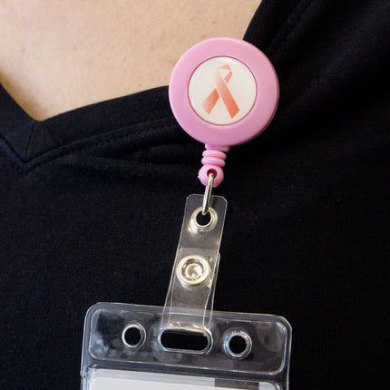 SICURIX Breast Cancer Awareness ID Badge Reels Round Belt Clip Strap PINK (68590)