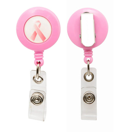 SICURIX Breast Cancer Awareness ID Badge Reels Round Belt Clip Strap PINK (68590)