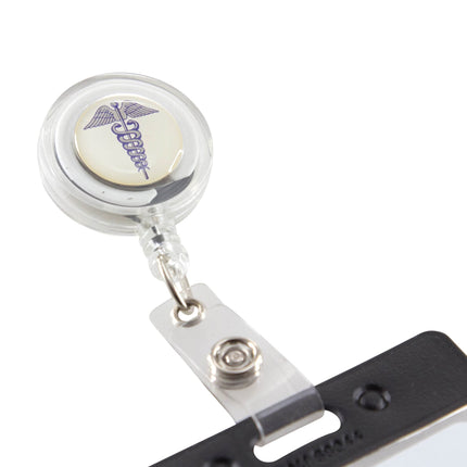 SICURIX Caduceus ID Badge Reels Round Swivel Spring Clip Strap ASSORTED Colors (68650)