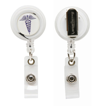 SICURIX Caduceus ID Badge Reels Round Swivel Spring Clip Strap ASSORTED Colors (68650)