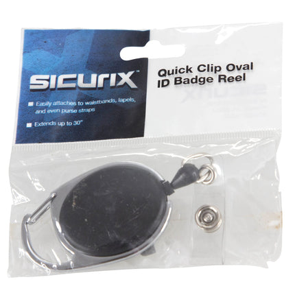 SICURIX Quick Clip ID Badge Reels Oval Strap BLACK (68754)