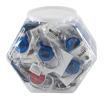 SICURIX ID Badge Reels Quick Clip Round Strap Hexagonal Tub Display of 36 ASSORTED Colors (68759)