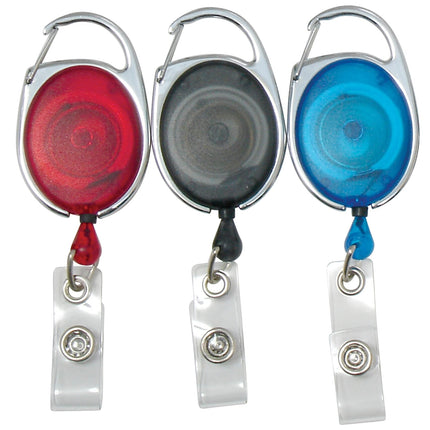 SICURIX Quick Clip ID Badge Reels Oval Strap 3 Pack RED BLUE Smoke (68769)