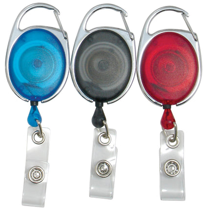 SICURIX Quick Clip ID Badge Reels Oval Strap 3 Pack RED BLUE Smoke (68769)