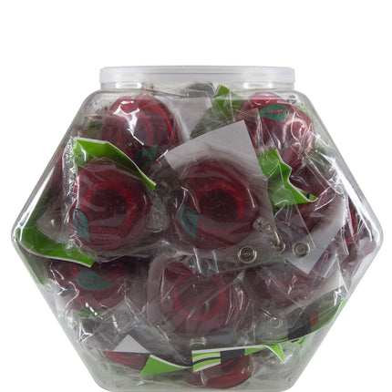 SICURIX ID Badge Reels Apple Shaped Round Swivel Spring Clip Strap Hexagonal Tub Display of 30 RED (68789)