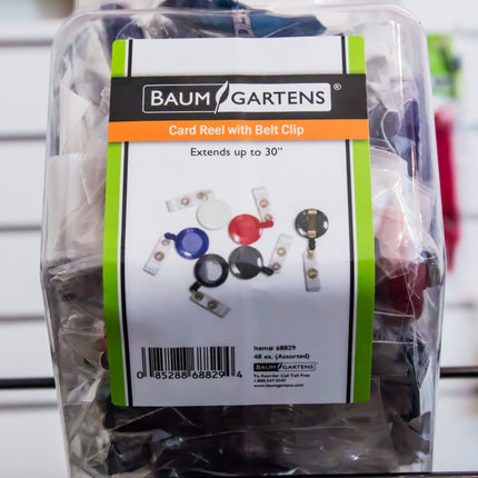 SICURIX ID Badge Reels Standard Round Belt Clip Strap Hexagonal Tub Display of 48 ASSORTED Colors (68829)