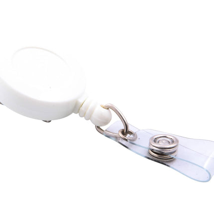 SICURIX Standard ID Badge Reel Round Swivel Spring Clip Strap WHITE (68841)