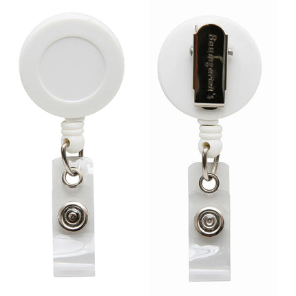 SICURIX Standard ID Badge Reel Round Swivel Spring Clip Strap WHITE (68841)