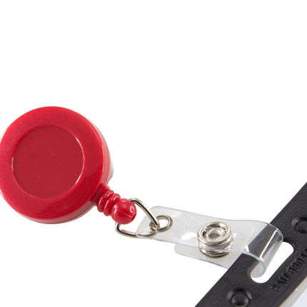 SICURIX Standard ID Badge Reel Round Swivel Spring Clip Strap Red (68842)