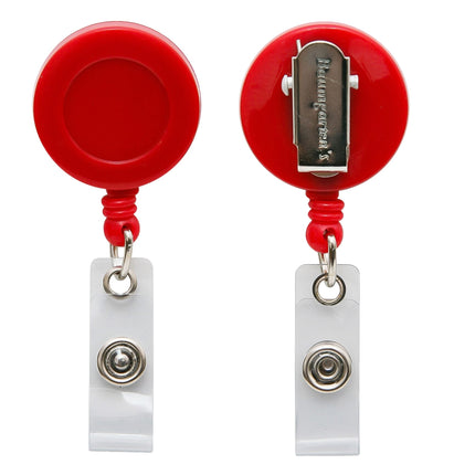 SICURIX Standard ID Badge Reel Round Swivel Spring Clip Strap Red (68842)