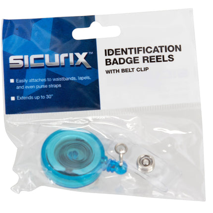 SICURIX Standard ID Badge Reel Round Belt Clip Strap Blue (68853)