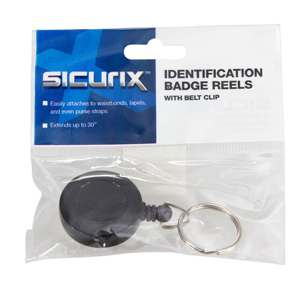 SICURIX Standard ID Badge Reel Round Belt Clip Strap BLACK (68874)