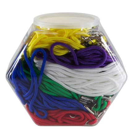 SICURIX Standard Lanyards Hook Rope Style Hexagonal Tub Display of 72 ASSORTED Colors (68919)