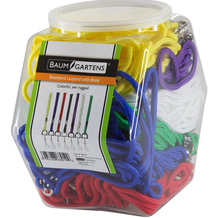 SICURIX Standard Lanyards Hook Rope Style Hexagonal Tub Display of 72 ASSORTED Colors (68919)