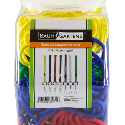 SICURIX Standard Lanyards Hook Rope Style Hexagonal Tub Display of 72 ASSORTED Colors (68919)
