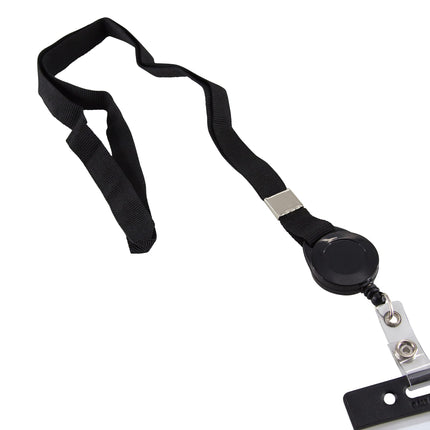 SICURIX Badge Reel Lanyards Badge Reel Flat Style 12 Pack BLACK (68979)