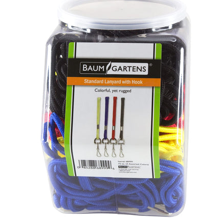 SICURIX Standard Lanyards Hook Rope Style Hexagonal Tub Display of 72 ASSORTED Colors (68999)