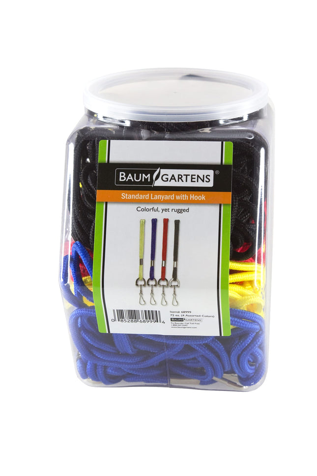SICURIX Standard Lanyards Hook Rope Style Hexagonal Tub Display of 72 ASSORTED Colors (68999)