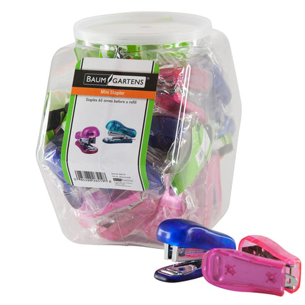Baumgartens Mini Staplers Mini Hexagonal Tub Display of 16 ASSORTED Colors (26519)