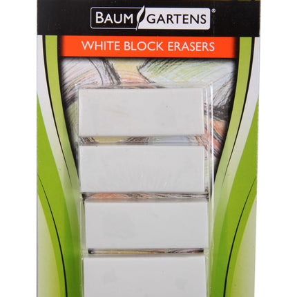 Baumgartens Block Pencil Erasers 4 Pack WHITE (74121)