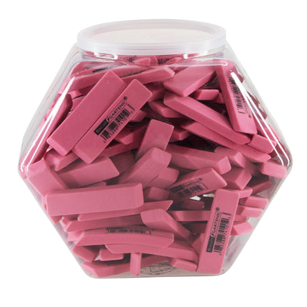 Baumgartens Pencil Erasers PINK Hexagonal Tub Display of 140 PINK (74199)