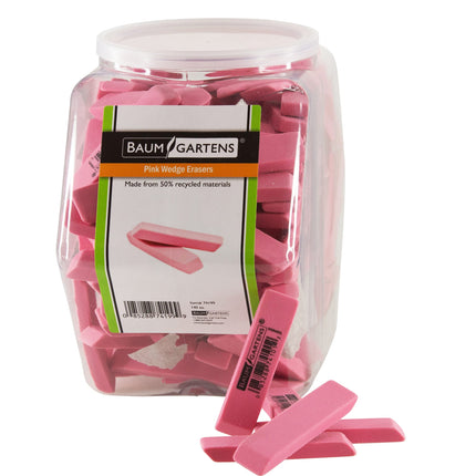 Baumgartens Pencil Erasers PINK Hexagonal Tub Display of 140 PINK (74199)