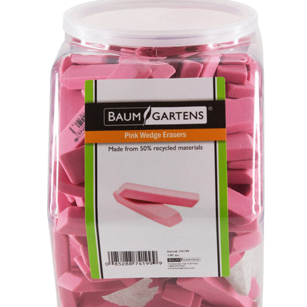 Baumgartens Pencil Erasers PINK Hexagonal Tub Display of 140 PINK (74199)