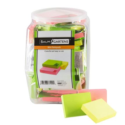 Baumgartens Adhesive Mini Notepads Hexagonal Tub Display of 48 ASSORTED Colors (77109)