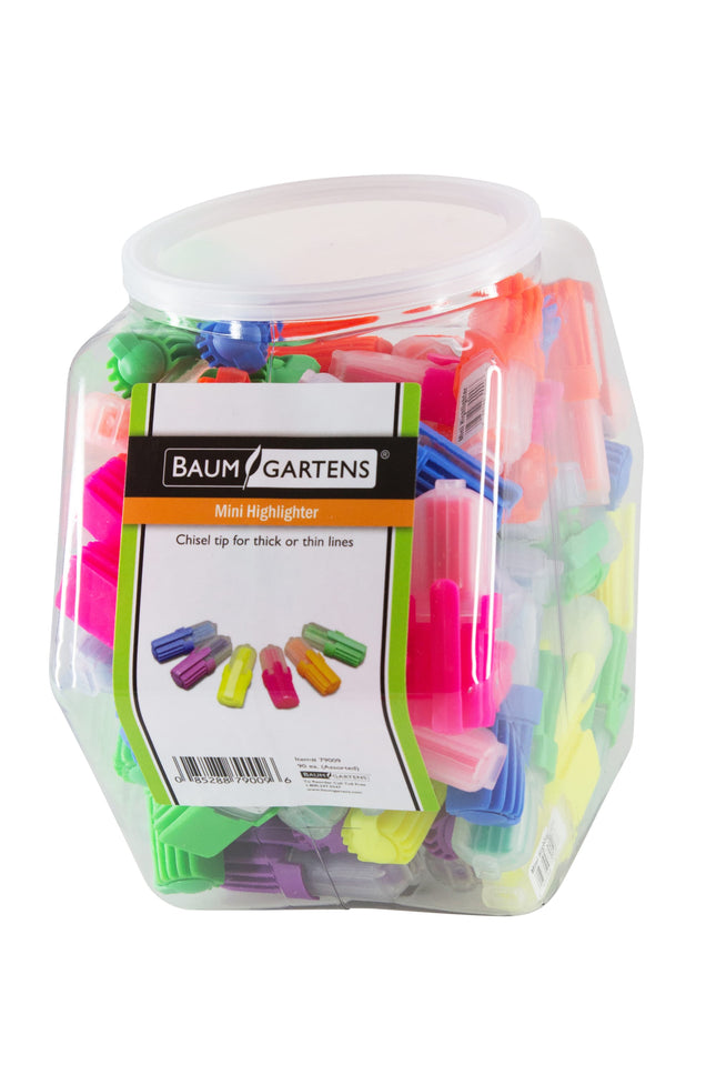 Baumgartens Mini Highlighters Hexagonal Tub Display of 90 ASSORTED Colors (79009)