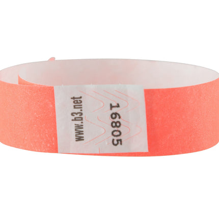 SICURIX Sequentially Numbered Security Wristbands 100 Pack ORANGE (85050)