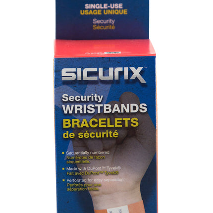 SICURIX Sequentially Numbered Security Wristbands 100 Pack ORANGE (85050)