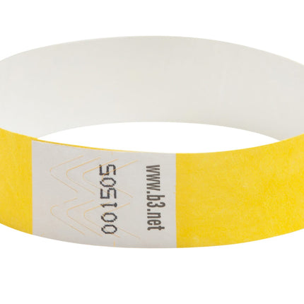 SICURIX Sequentially Numbered Security Wristbands 100 Pack YELLOW (85070)