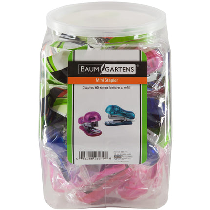 Baumgartens Mini Staplers Mini Hexagonal Tub Display of 16 ASSORTED Colors (26519)