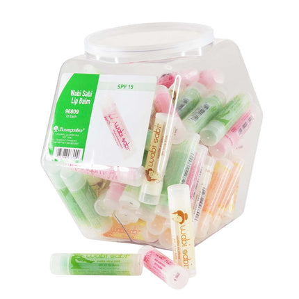 Baumgartens Wabi Sabi Lip Balm Hexagonal Tub Display of 72 ASSORTED Colors (96809)