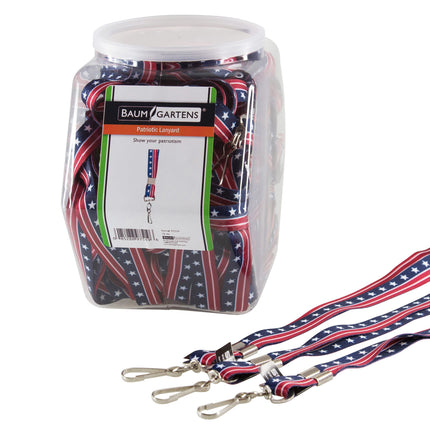 SICURIX Lanyards Patriotic Hook Flat Style Hexagonal Tub Display of 36 RED WHITE BLUE (97519)