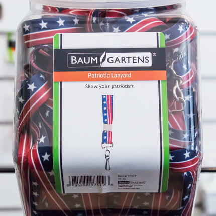 SICURIX Lanyards Patriotic Hook Flat Style Hexagonal Tub Display of 36 RED WHITE BLUE (97519)