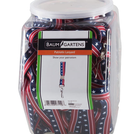 SICURIX Lanyards Patriotic Hook Flat Style Hexagonal Tub Display of 36 RED WHITE BLUE (97519)