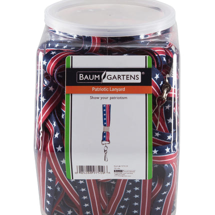 SICURIX Lanyards Patriotic Hook Flat Style Hexagonal Tub Display of 36 RED WHITE BLUE (97519)