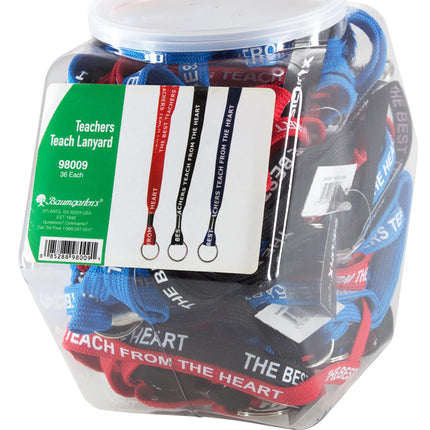 SICURIX Lanyards Teacher Ring Flat Style Hexagonal Tub Display of 36 ASSORTED Colors (98009)