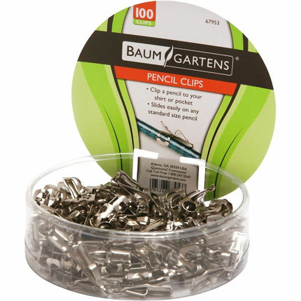 Baumgartens Pencil Clips 100 Pack CHROME (67953)