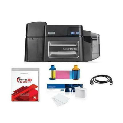 HID FARGO DTC1500 Single-Sided ID Card Printer with Ethernet & USB – Commercial Dye Sublimation/Thermal Transfer Desktop Badge Printer (SRX51400)