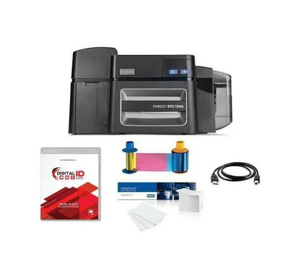 HID FARGO DTC1500 Single-Sided ID Card Printer with Ethernet & USB – Commercial Dye Sublimation/Thermal Transfer Desktop Badge Printer (SRX51400)