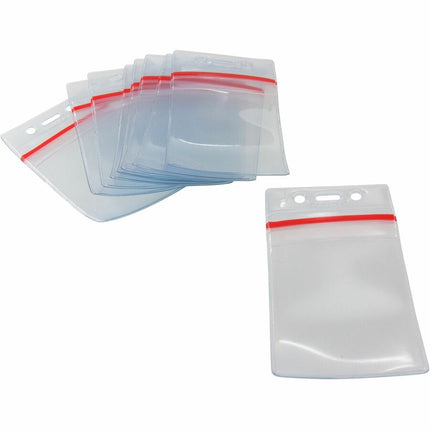 SICURIX Zip Closure Sealable ID Badge Holders Vertical 50 Pack CLEAR (47840)