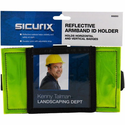 SICURIX Reflective Safety Armband Badge Holder Horizontal BLACK (66850)