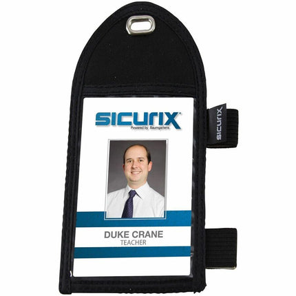 SICURIX Pen Loop ID Neck Pouch Badge Holder Vertical BLACK (55710)