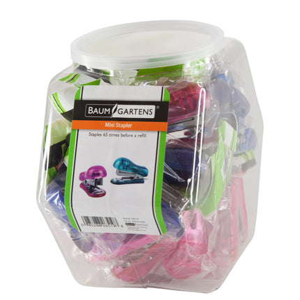 Baumgartens Mini Staplers Mini Hexagonal Tub Display of 16 ASSORTED Colors (26519)