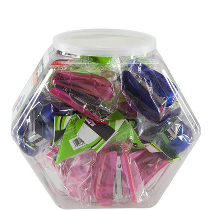 Baumgartens Mini Staplers Mini Hexagonal Tub Display of 16 ASSORTED Colors (26519)